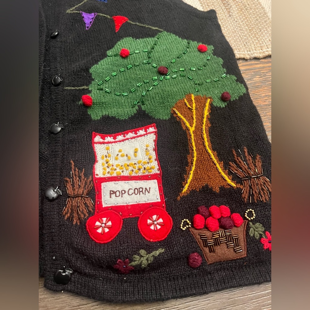 Bobbie Brooks Black Knit with Colorful Floral Design - Picture 5 of 13